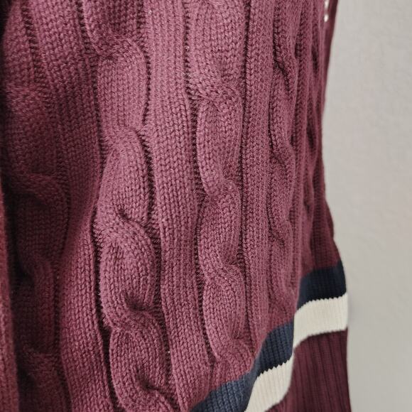Ralph Lauren Cable-Knit Cotton Cricket Sweater XXL Burgundy, Crest Logo, Preppy - Picture 14 of 15